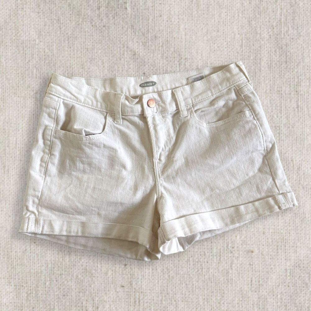 Old Navy Cream White Jean Shorts Size 6 Women's Light Wash Casual Summer Denim